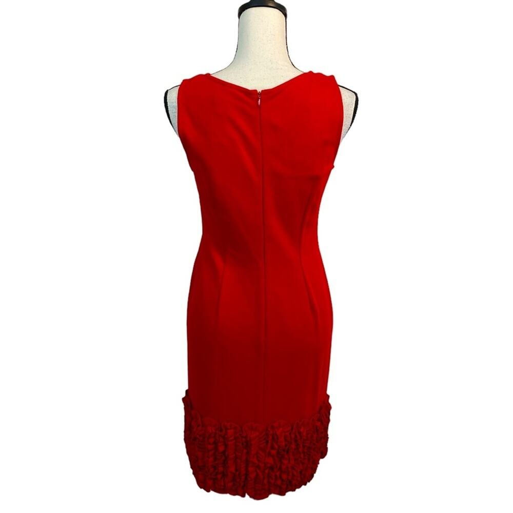 NEW Taylor Red Ruffle Bottom Ponte Sheath Dress Size 6 - Picture 2 of 8